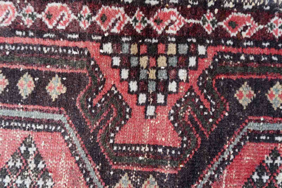 Handmade Vintage Persian Hamadan Rug 2.5'x4.2', 78cmx131cm, 1950s