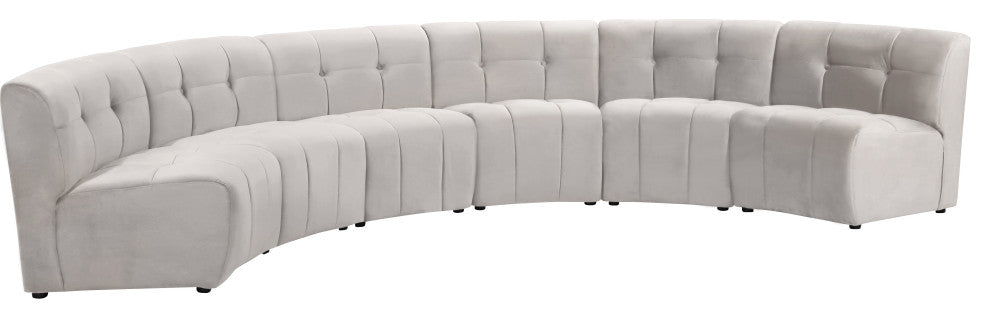 Limitless Velvet Upholstered 6-Piece Modular Sectional, Cream