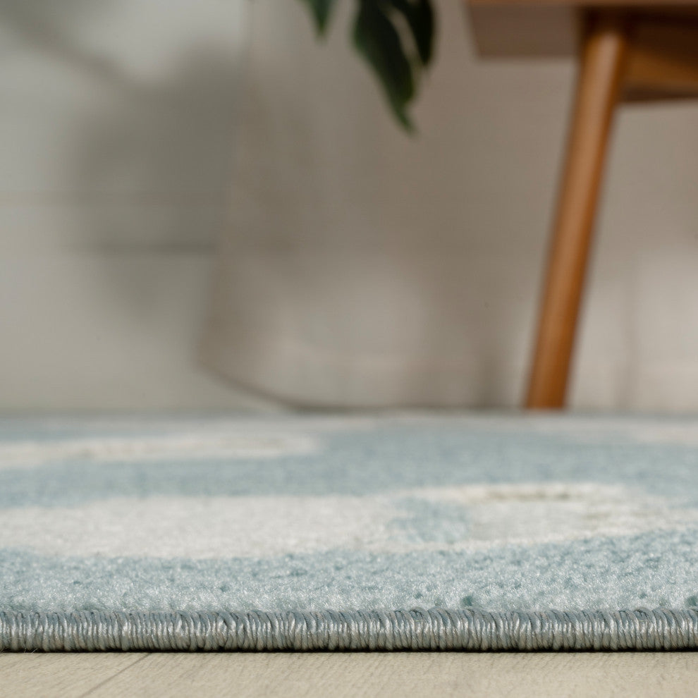 High-low Youth Cloud Scandi Rug Blue/Ivory 4 ft x 6 ft Indoor/Outdoor Area Rug