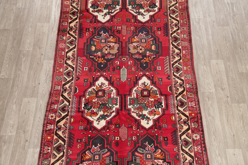 Consigned, Handmade Persian Traditional Oriental 10 ft Vintage Rug, Red, 5'x10'