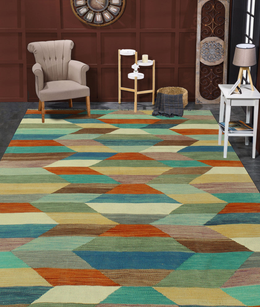 Winchester Kilim Shehzad Blue/Rust Rug, 4'8x6'8