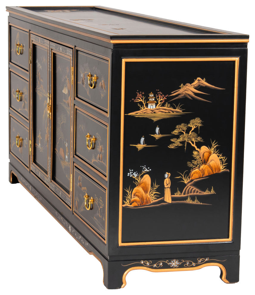 Black Lacquer Dresser Landscape