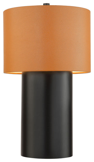 Secret Agent 1-Lt Table Lamp - Black/Camel Leather