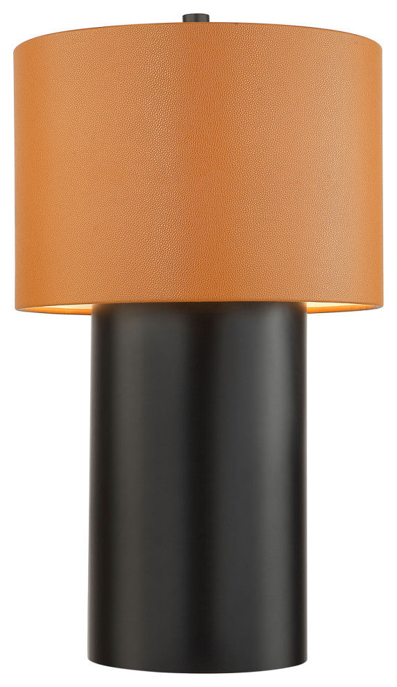 Secret Agent 1-Lt Table Lamp - Black/Camel Leather