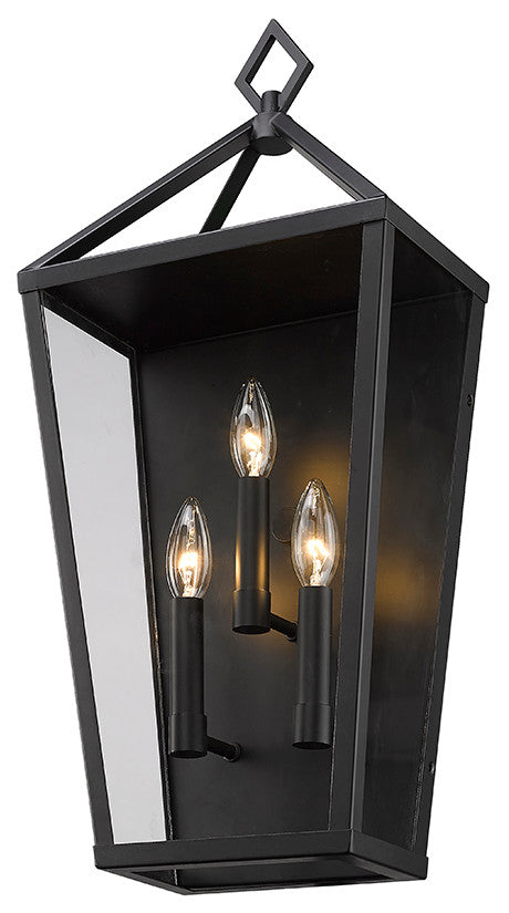 3 Light 24" Powder Coat Black Outdoor
