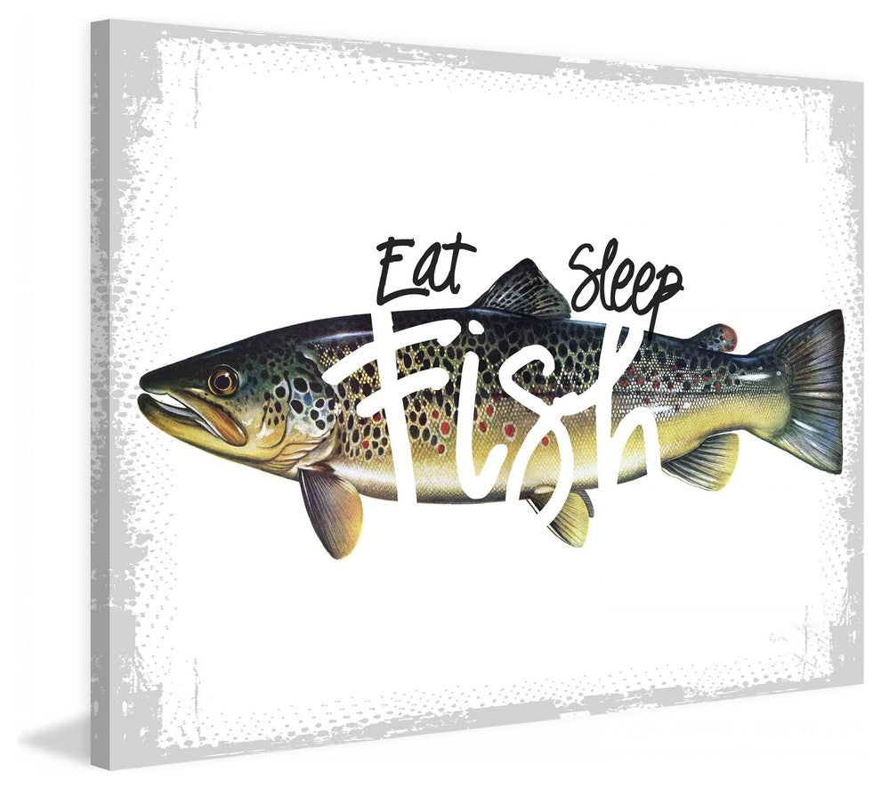 "Eat Sleep Fish" Painting Print on Canvas by Saturday Evening Post