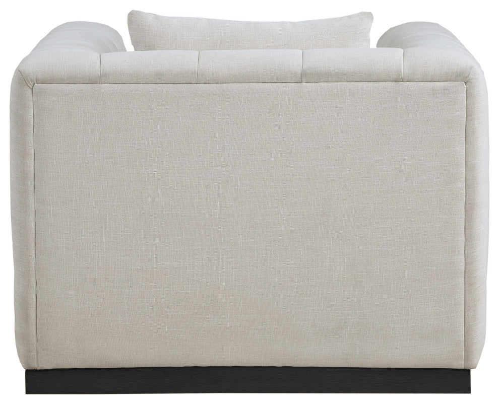 Lucia Beige Linen Textured Fabric Chair, Beige, Chair