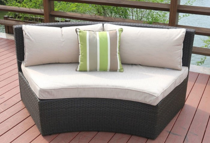 HomeRoots 6 Piece Black Half Moon Outdoor Sectional Set With Ice Bucket