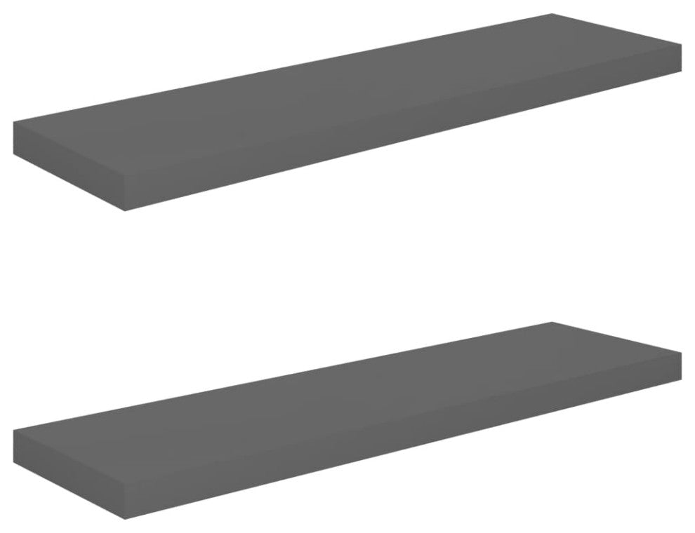 vidaXL Wall Shelves Floating Shelves Display Shelves 2 Pcs High Gloss Gray