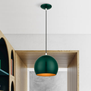 Piedmont 1-Light Shiny Hunter Green Globe Pendant