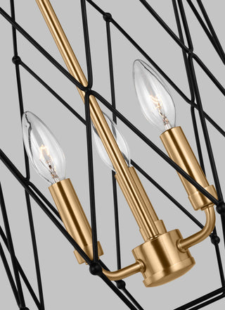 Zarra Medium Three Light Lantern, Satin Brass