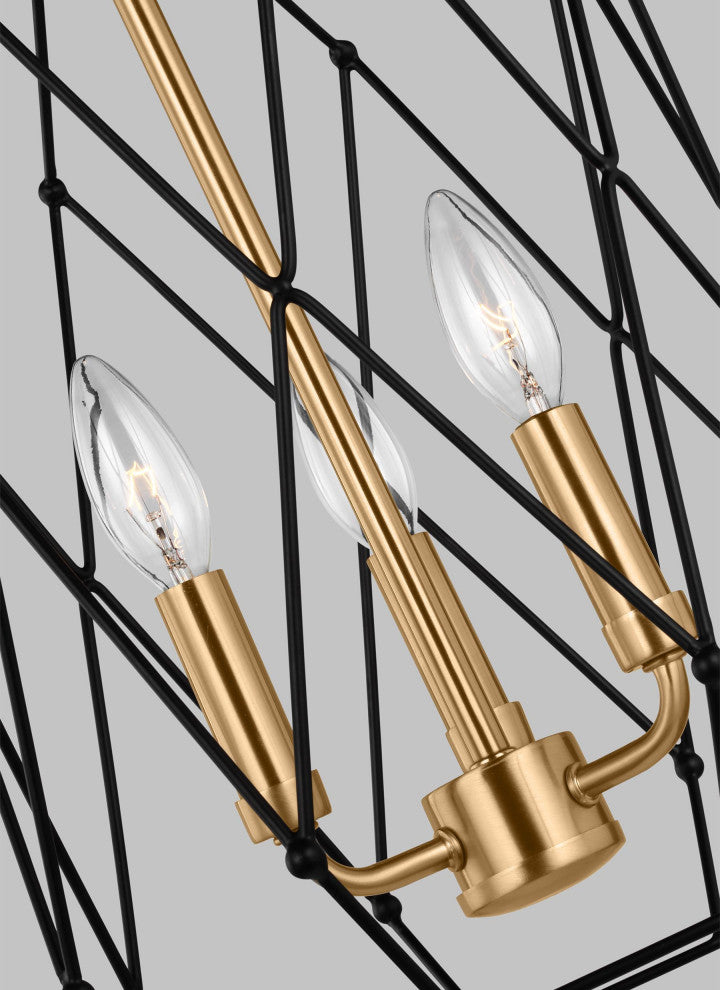 Zarra Medium Three Light Lantern, Satin Brass