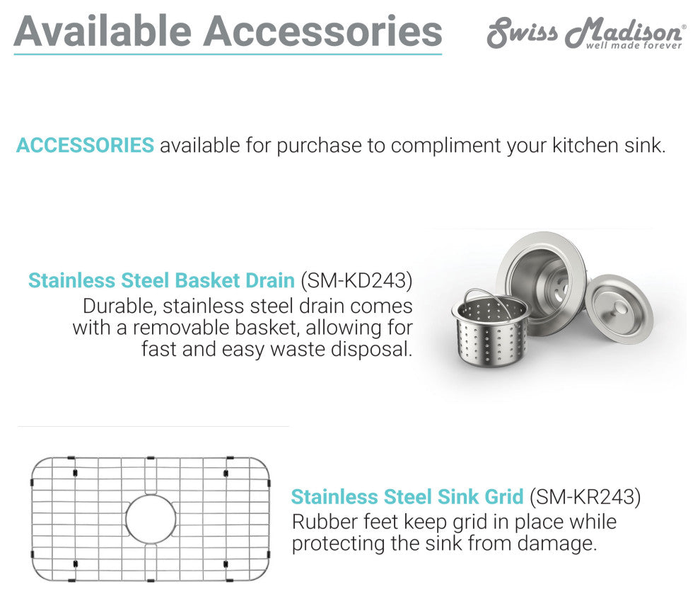 Delice 30"x18" Ceramic, Farmhouse Kitchen Sink With Apron