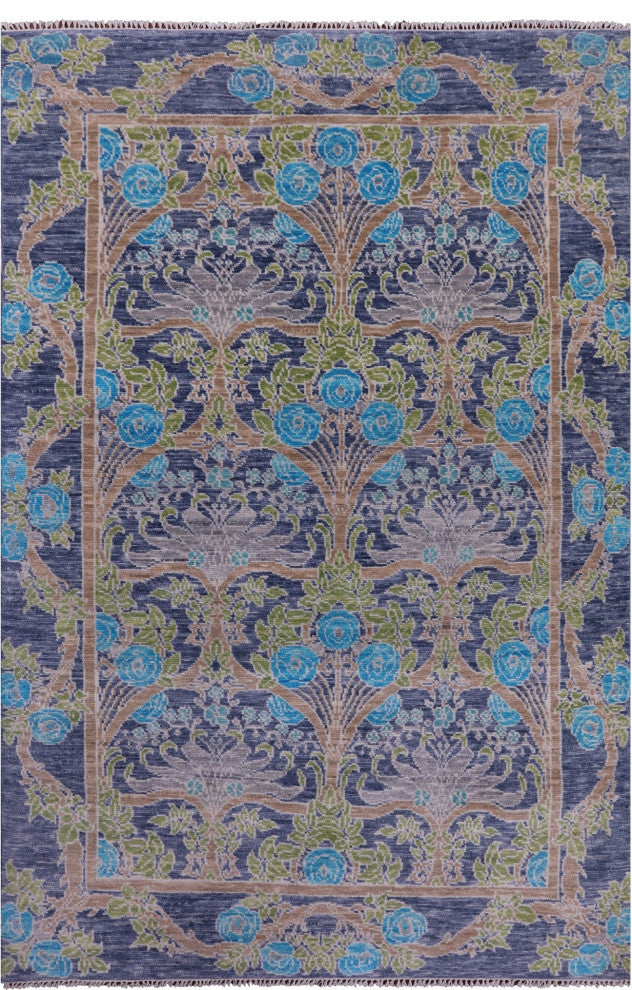 William Morris Handmade Wool Rug 6' 0" X 9' 2" - Q14945