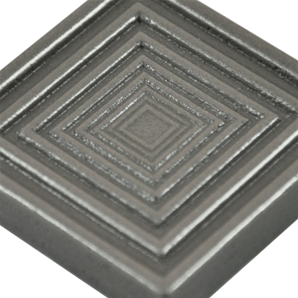 Focus 4"x4" Brushed Nickel Resin Decorative Insert Accent Piece Tile, Set of 4