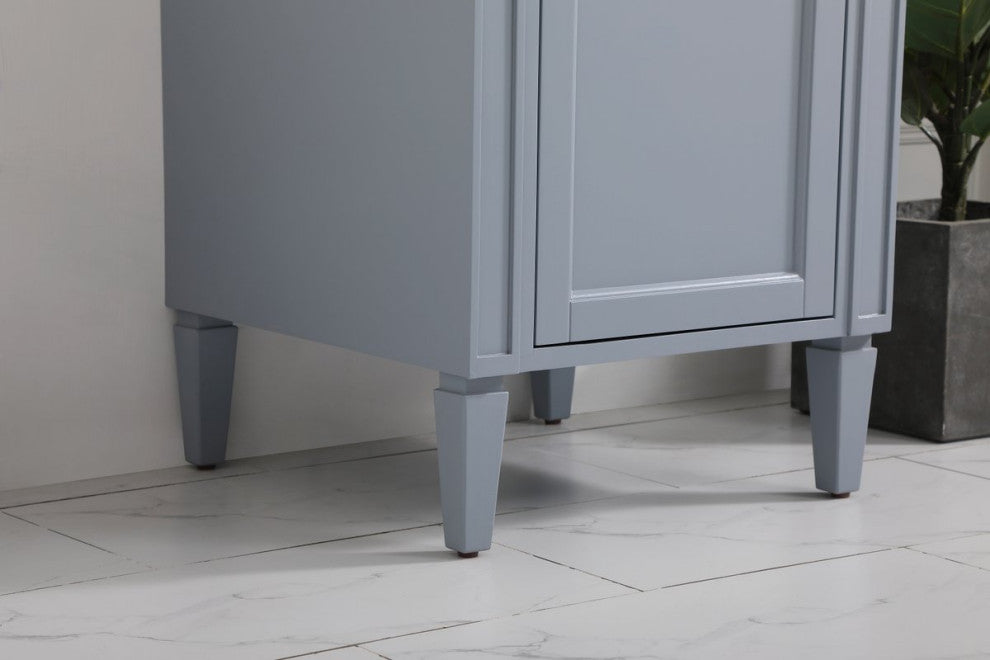 Home Living Vanity with Carrara White Marble Countertop, Gray, 21", Single Sink