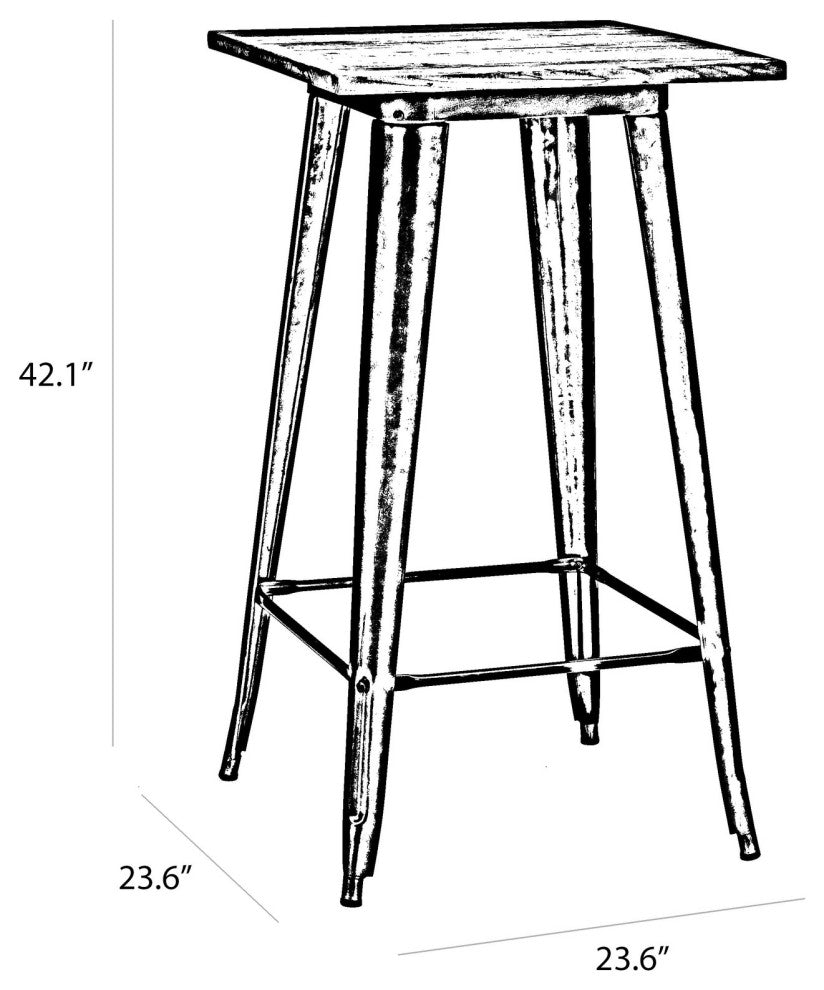 Design Lab Dreux Gunmetal 1 Steel Bar Table Gray