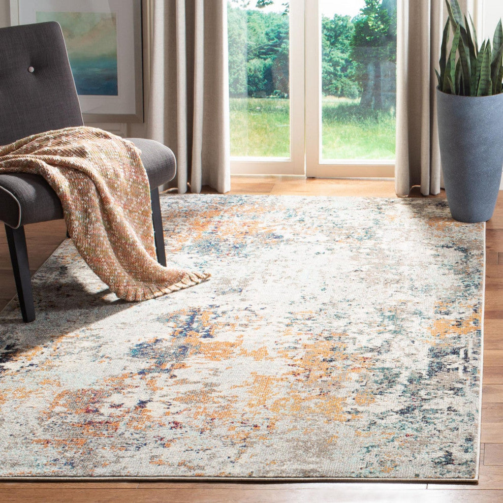 Safavieh Madison Mad453A Organic and Abstract Rug, Gray and Beige, 8'0"x8'0" Square
