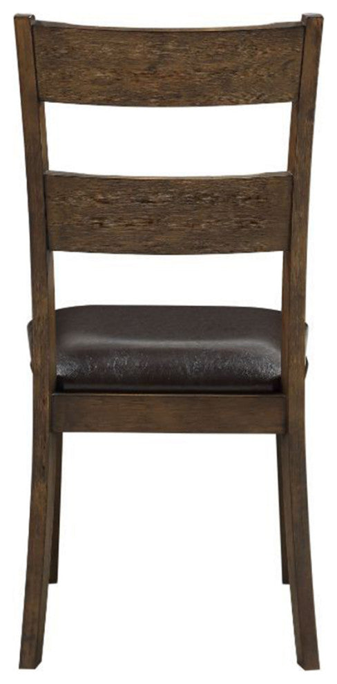 Set of 2 Brown PU Side Chair, Brown/Dark Oak