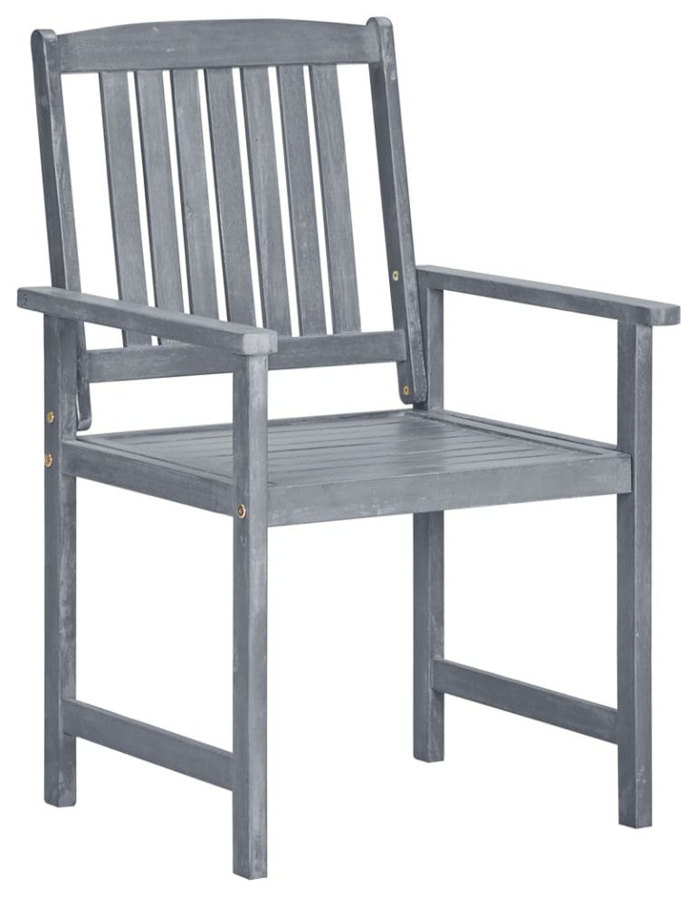 vidaXL 8x Solid Acacia Wood Patio Chairs with Cushions Gray Garden Seating