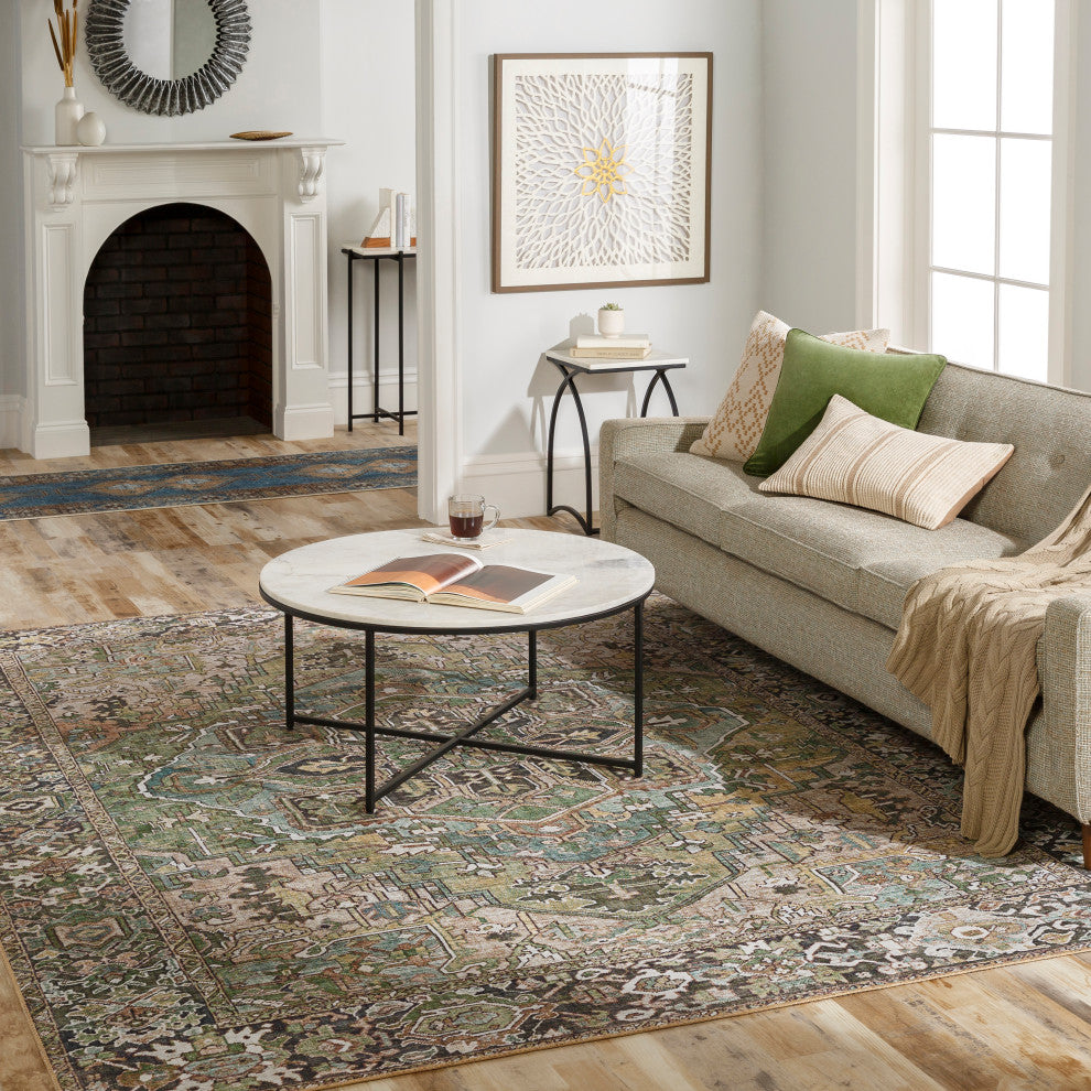 Iris IRS-2361 Traditional Olive Green 7'6"x9'6" Area Rug