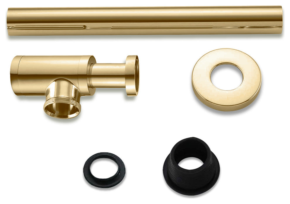 Ayna Decors Solid Brass Bath Sink 1 1/4 P Trap with Slip Joint Extension Tube, Brushed Gold, Bottle Trap