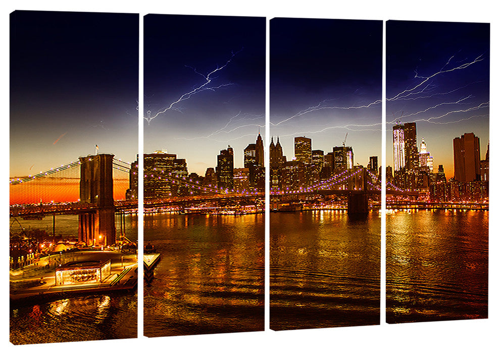 "Manhattan Sunset on East River" Canvas Print, 4 Panels