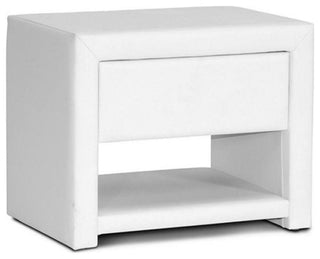 Pemberly Row Faux Leather Nightstand in White