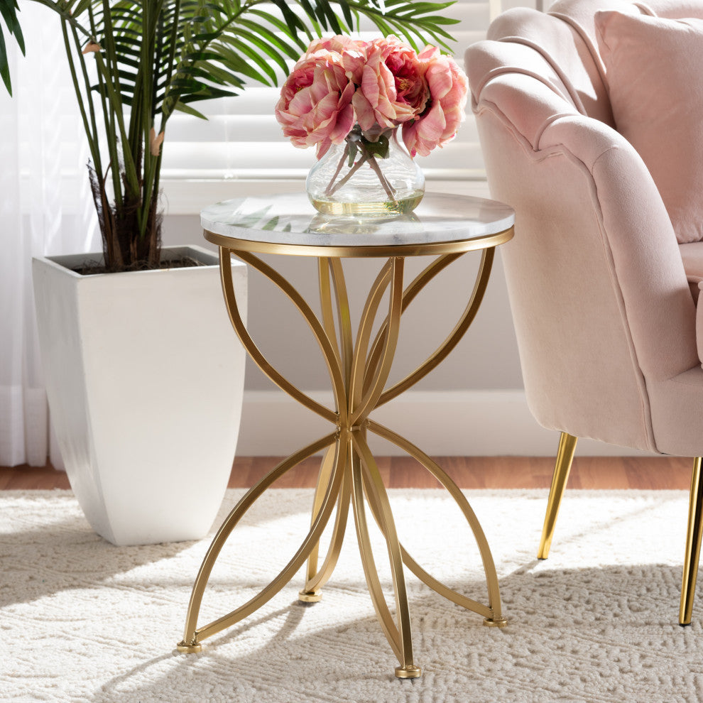 Christeen Contemporary End Table, Gold