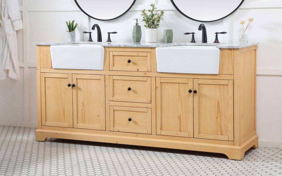 Home Living 22" Farmhouse Natural Wood-Light Bathroom Vanity