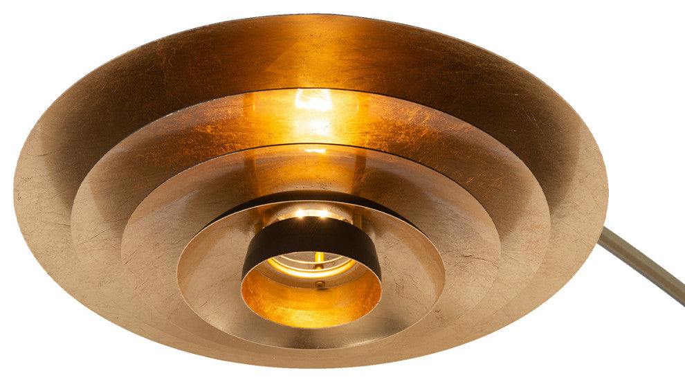 Rancho Mirage Light Arc Floor Lamp -Matte Black & Gold Leaf Shade, Dimmer Switch
