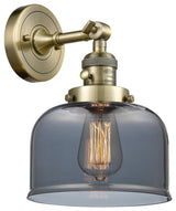 Large Bell 1-Light Sconce, Antique Brass, Glass: Plated Smoked