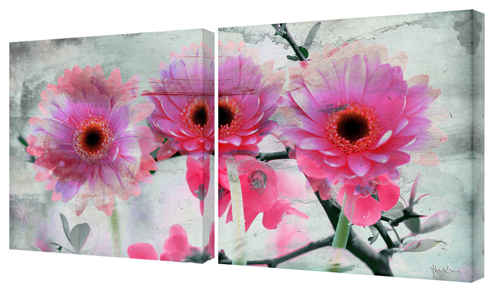 Painted Petals XLV Canvas Wall Art, 2 Piece Set 40"x20"