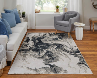 Orin Modern Abstract, Ivory/Black/Taupe, 5'x8' Area Rug