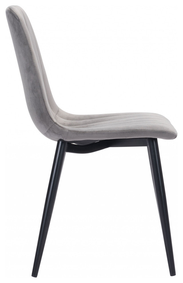 Set of Two Gray Channel Scoop Dining Chairs