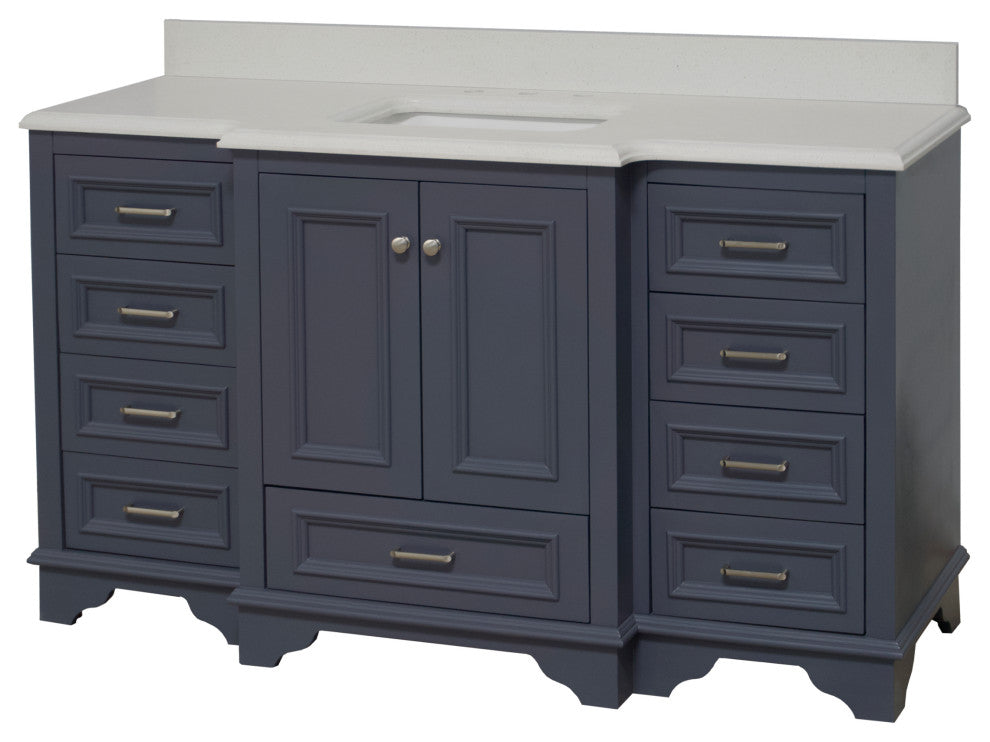 Nantucket 60" Bath Vanity, Marine Gray, Quartz, Single Vanity