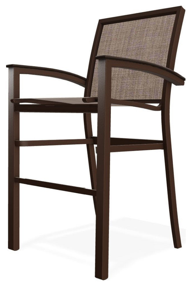 Bazza Sling Bar Height Stackable Outdoor Stool, Augustine Fennel/Kona