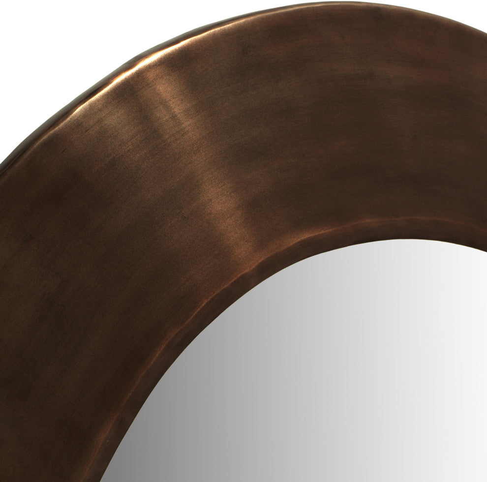 Sphere Iron Frame Mirror, Brown, 24" W x 2" D x 24" H