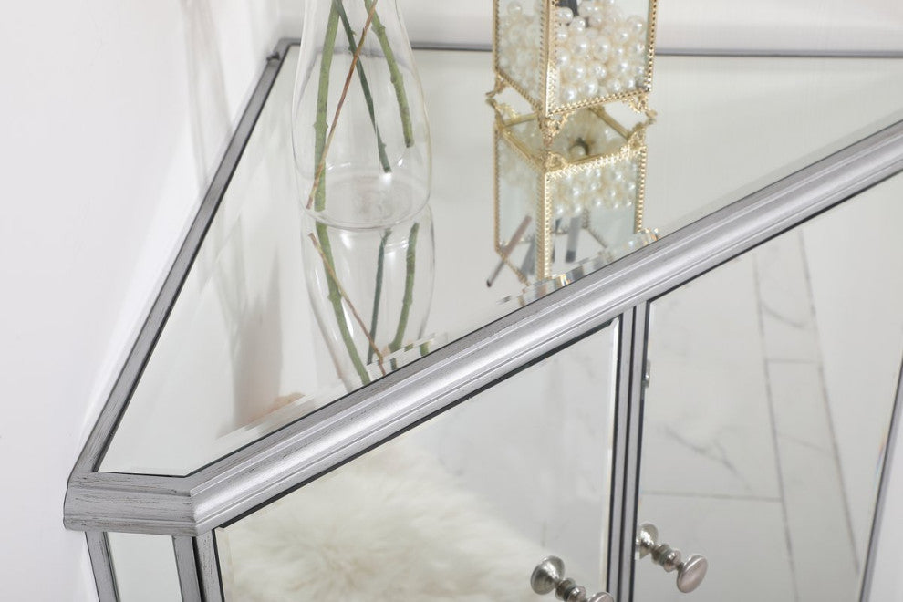 Elegant MF6-1048S 31"Mirrored Corner Cabinet, Silver