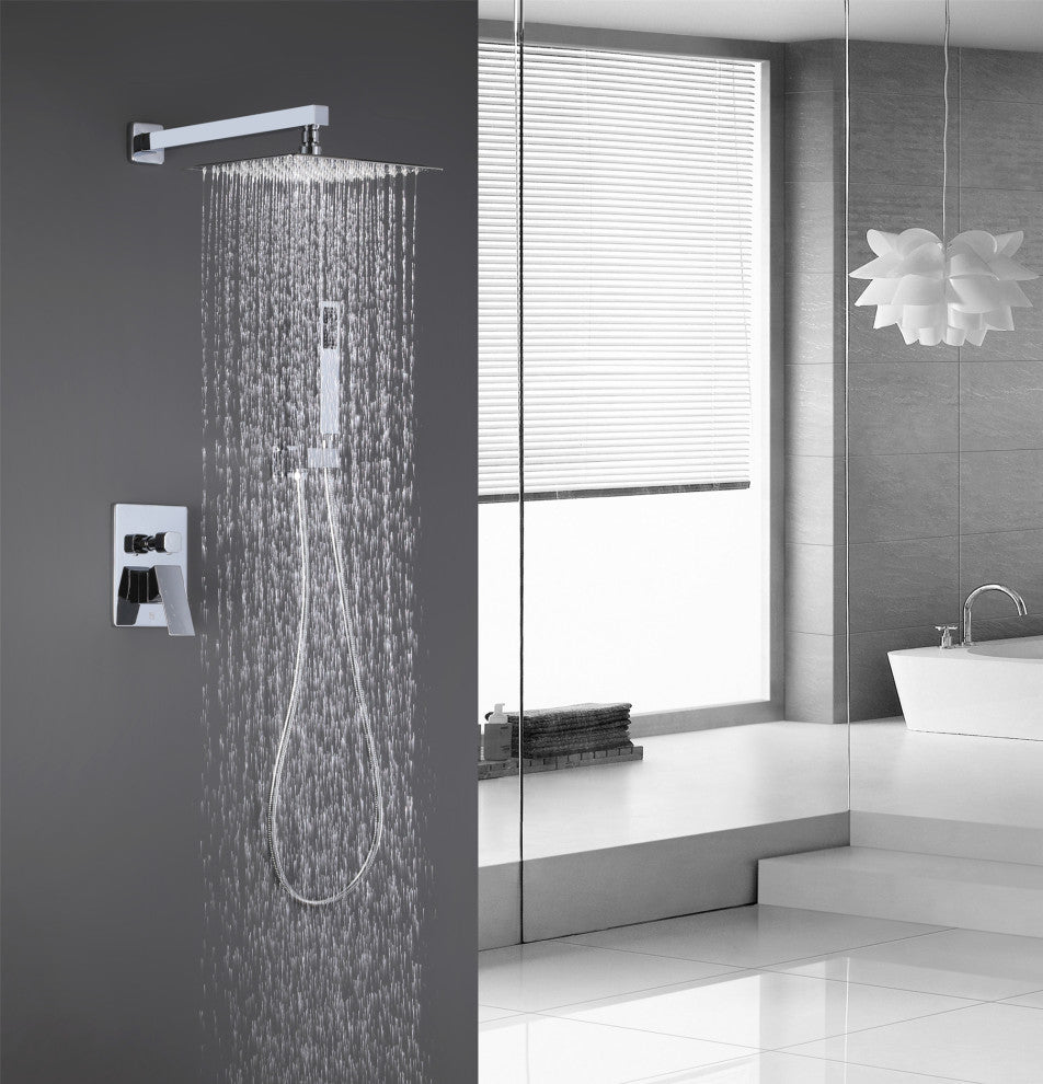Givingtree Mount Pressure Balanced Shower System Set 10 in, Polished Chrome