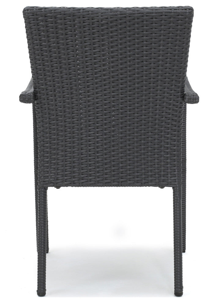 GDF Studio 3-Piece Kohler Outdoor Acacia Wood and Wicker Bistro Set, Gray/Gray