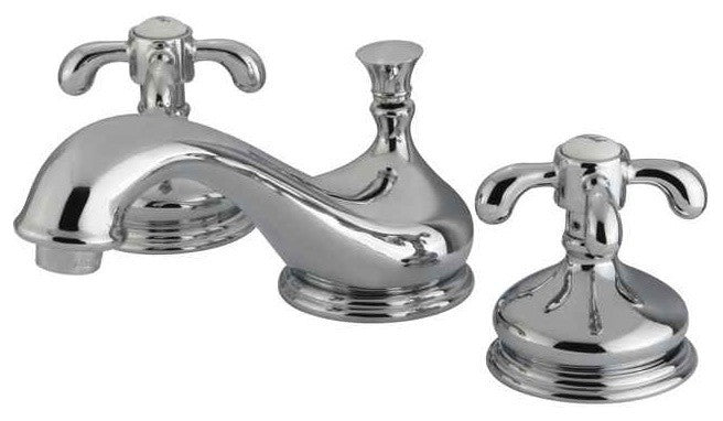 French Country Two Handle 8" to 16" Widespread Lavatory Faucet With Brass Pop-up