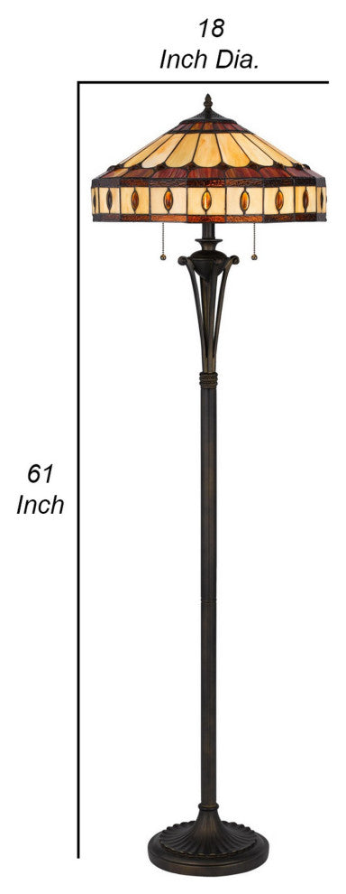 Xia 61 Inch Tiffany Style Vintage Floor Lamp, Glass Shade, Antique Bronze