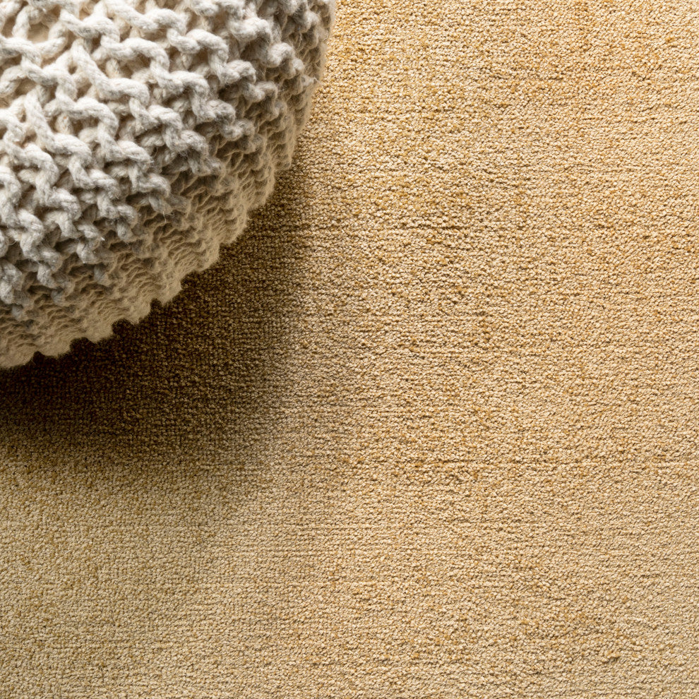 Haze Solid Low-Pile Runner Rug, Mustard, 5' Square