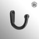 Black Wrought Iron Wall Mount Coat Hook 2" Proj. Rust Resistant with Hardware