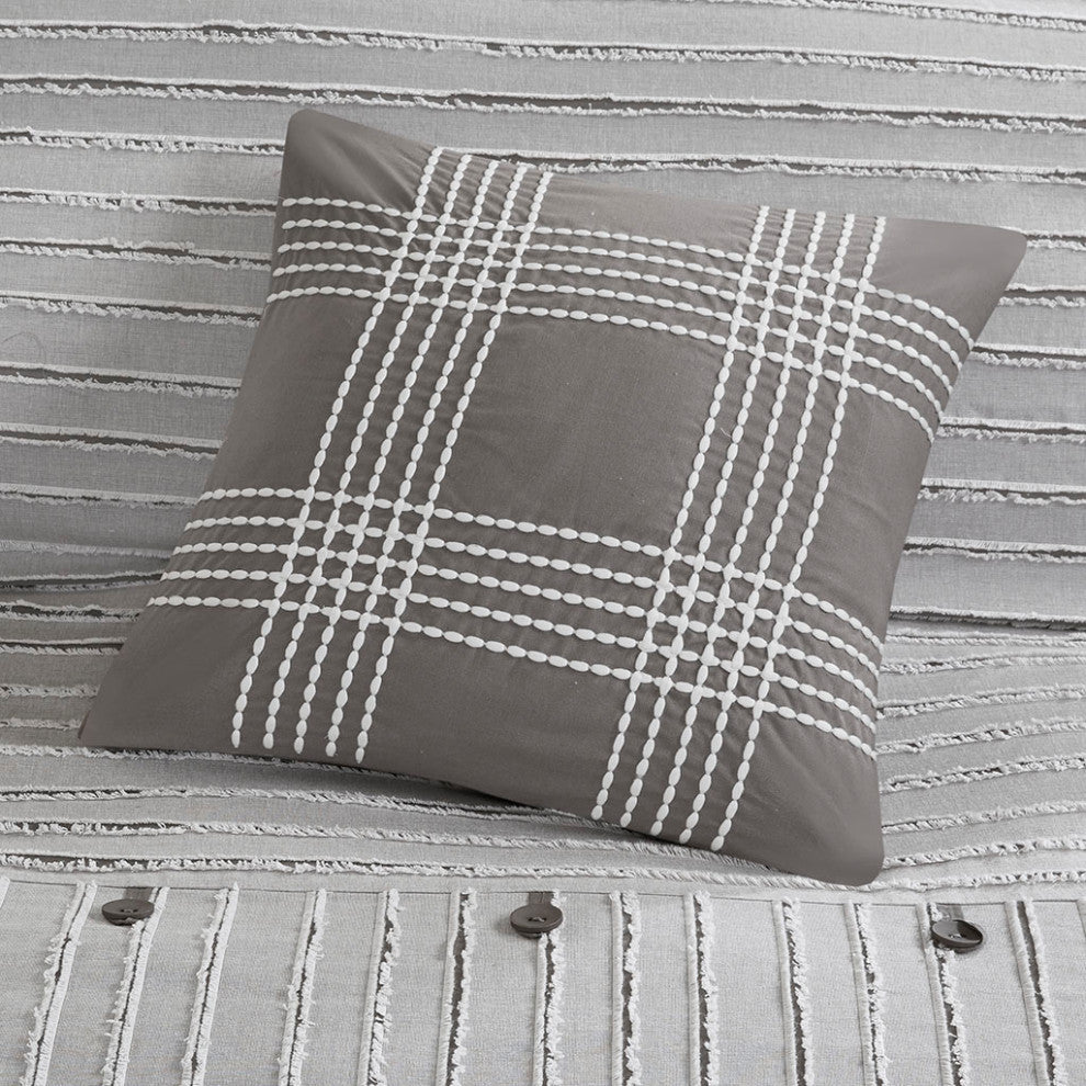 Madison Park Signature Essence Grey Comforter Duvet Cover Set w Removable Insert