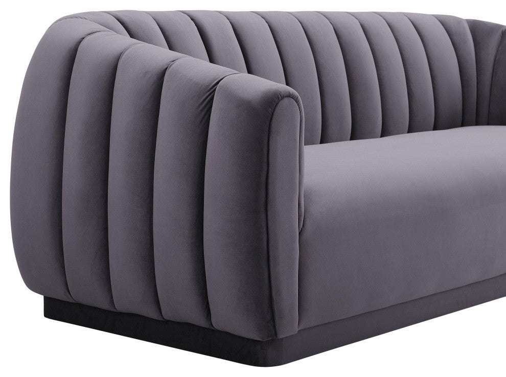 Arno Grey Velvet Sofa - Grey