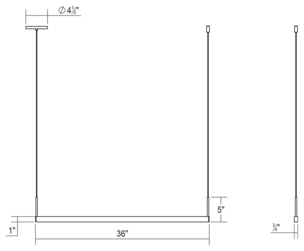 Sonneman 2816-3 Thin-Line Single Sided 36"W LED Linear Pendant - - Satin Black