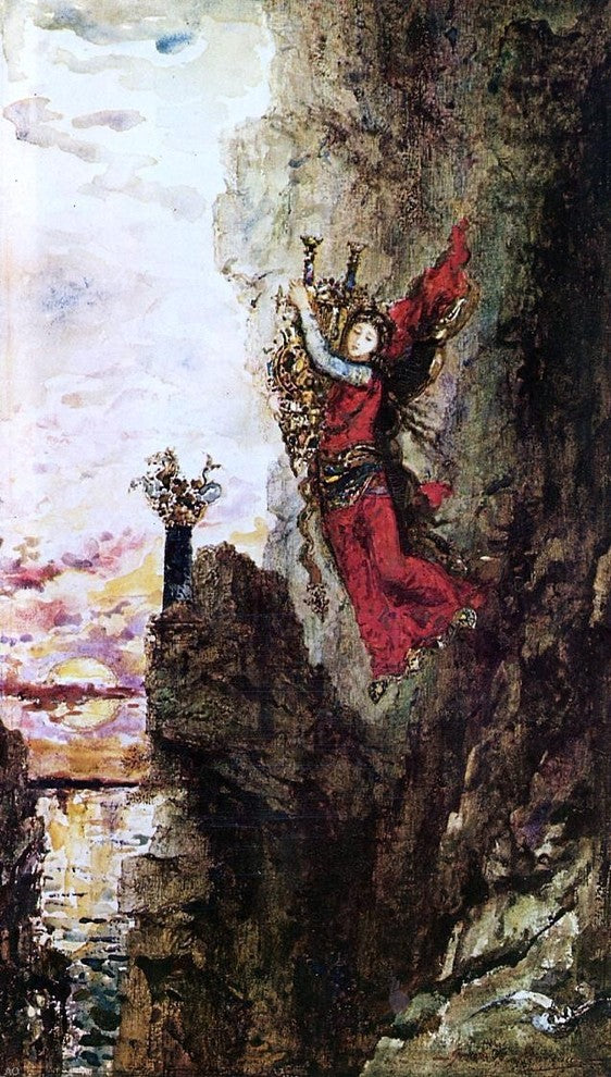 Gustave Moreau Sappho Leaping into the Sea, 15"x30" Wall Decal