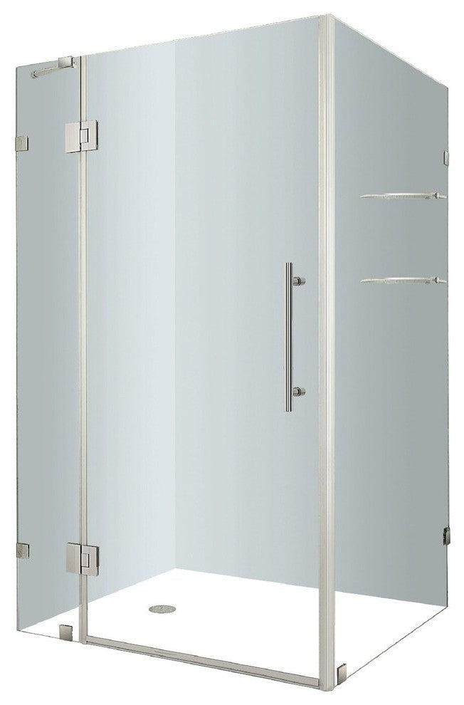AvaluxGS 48"x32"x72" Completely Frameless Shower Enclosure w/ Shelves, Chrome